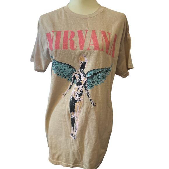 Nirvana In Utero Vintage Washed Tee, Beige, Unisex, Sz Small, Grunge, 90s, NWOT - Picture 2 of 5